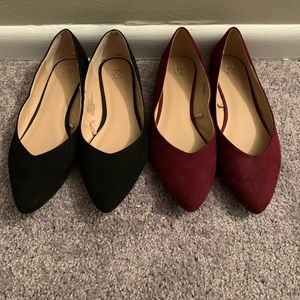 Faux suede pointed toed flats